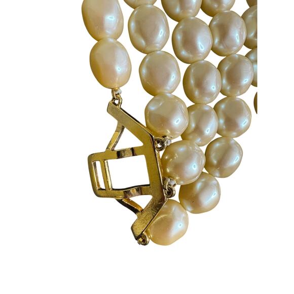 Yves Saint Laurent Vintage Four Strand Baroque Pearl Necklace w/Box & COA - Picture 5 of 16